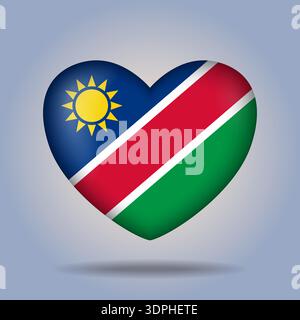 Namibia flag heart button Isolated on color gradient background Stock Vector