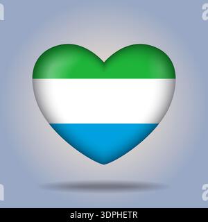 Sierra Leone flag heart button Isolated on color gradient background Stock Vector