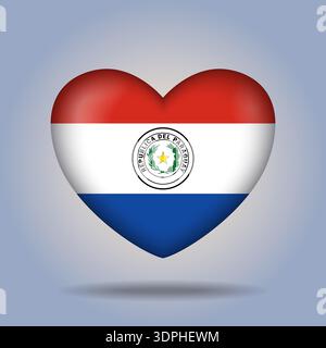 Paraguay flag heart button Isolated on color gradient background Stock Vector