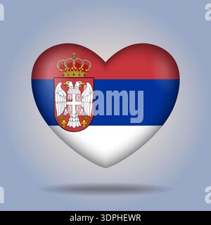 Serbia flag heart button Isolated on color gradient background Stock Vector