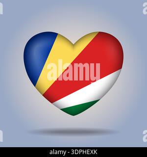 Seychelles flag heart button Isolated on color gradient background Stock Vector