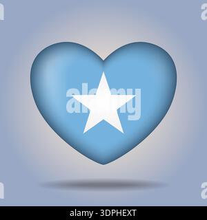 Somalia flag heart button Isolated on color gradient background Stock Vector