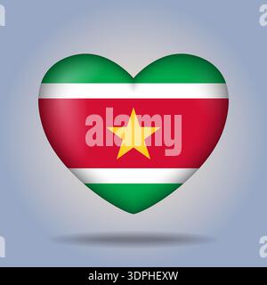 Suriname flag heart button Isolated on color gradient background Stock Vector