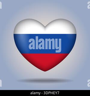 Russian flag heart button Isolated on color gradient background Stock Vector