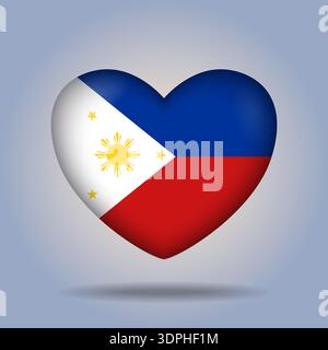Philippines flag heart button Isolated on color gradient background Stock Vector