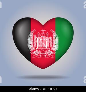Afghanistan flag heart button Isolated on color gradient background Stock Vector