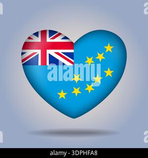Tuvalu flag heart button Isolated on color gradient background Stock Vector