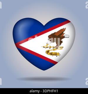 American Samoa flag heart button Isolated on color gradient background Stock Vector