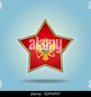 Montenegro flag star glossy. Isolated on color gradient background Stock Vector