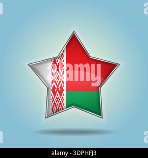 Belarus flag star glossy. Isolated on color gradient background Stock Vector