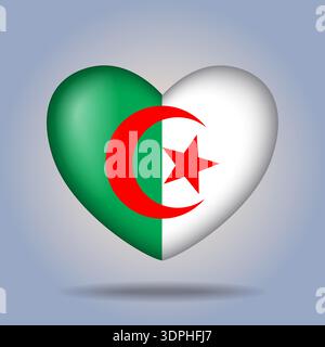 Algeria flag heart button Isolated on color gradient background Stock Vector