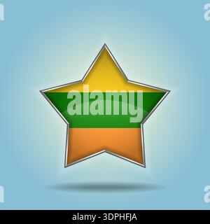 Lithuanian flag star glossy. Isolated on color gradient background Stock Vector