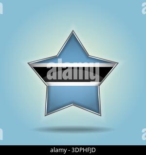 Botswana flag star glossy. Isolated on color gradient background Stock Vector