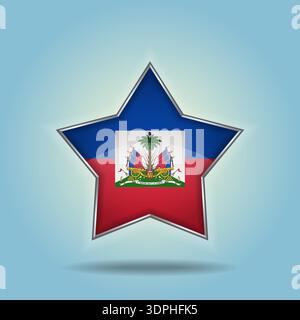 Haiti flag star glossy. Isolated on color gradient background Stock Vector