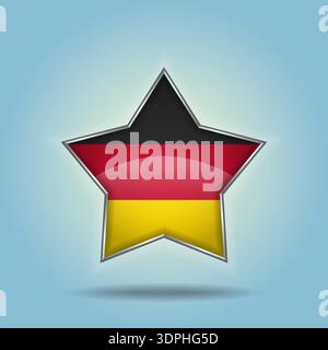 Germany flag star glossy. Isolated on color gradient background Stock Vector