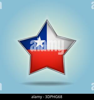 Chile flag star glossy. Isolated on color gradient background Stock Vector
