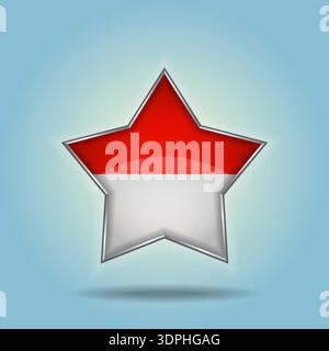 Indonesia flag star glossy. Isolated on color gradient background Stock Vector