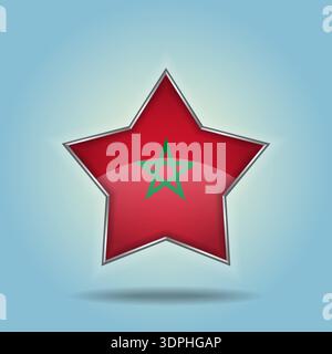 Morocco flag star glossy. Isolated on color gradient background Stock Vector