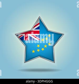 Tuvalu flag star glossy. Isolated on color gradient background Stock Vector