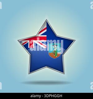 Montserrat flag star glossy. Isolated on color gradient background Stock Vector