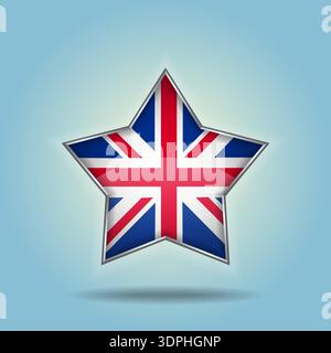 United Kingdom flag star glossy. Isolated on color gradient background Stock Vector