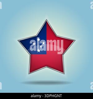 Western Samoa flag star glossy. Isolated on color gradient background Stock Vector