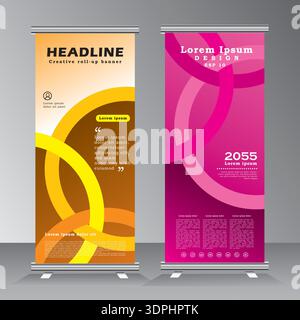 Roll up banner template design for your project, event, business, vertical banner template, vector eps 10 Stock Vector