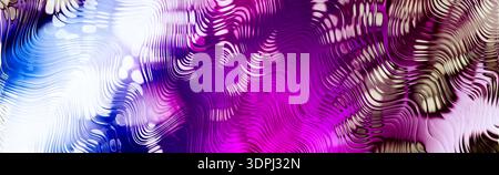 Abstract liquid metal texture background with glossy chrome waves and purple blue gradient, reflective smooth surface suitable for modern technology t Stock Photo