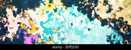 Abstract mineral stone texture background with turquoise, gold and cream marbled pattern, natural rock surface suitable for luxury themes, decorative Stock Photo