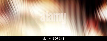 Abstract soft metallic wave background in beige gold and brown tones, smooth flowing curved lines with glossy highlights, elegant luxury neutral textu Stock Photo