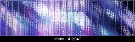 Abstract futuristic glass panel background with iridescent purple and blue gradient, holographic metallic texture with vertical stripes, cyber neon re Stock Photo