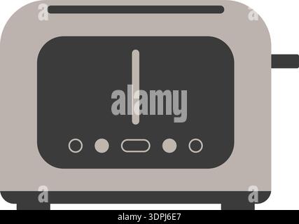 Flat illustration of a two slot toaster with control buttons on the front panel Stock Vector