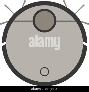 Top view illustration of a round robot vacuum cleaner with a central sensor circle Stock Vector