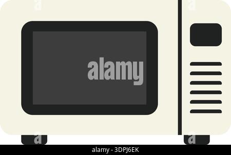 Flat illustration of a microwave oven with a dark door window and side control panel Stock Vector