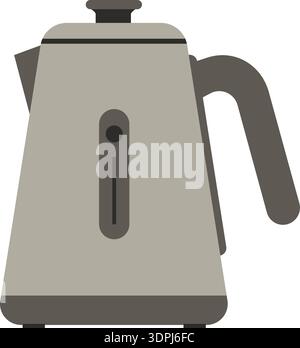 Flat illustration of an electric kettle with handle and spout in neutral gray tones Stock Vector