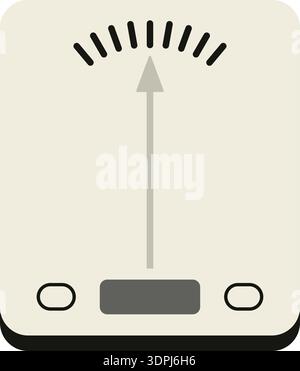 Vintage analog scale face with a pointer needle and small knobs at the bottom Stock Vector