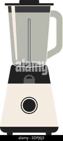 Flat illustration of a kitchen blender with a clear jar and base in neutral tones Stock Vector