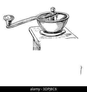 Retro coffee grinder. Vector illustration in a realistic style on the theme of coffee for coffee shop interiors, menu design, packaging printing Stock Vector