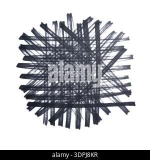 a crisscross pattern drawn with a black marker on a transparent background Stock Photo