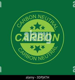 Carbon Neutral Round Certification Badge with Stars Eco Friendly Product Label Stock Vector