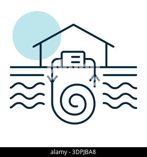 Minimalist outline geothermal energy icon suitable for eco heating and renewable technology design concepts Stock Vector