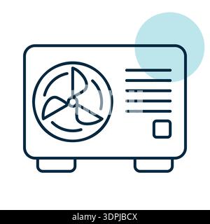 Minimalist outline heat pump icon suitable for eco energy heating and HVAC system design concepts Stock Vector