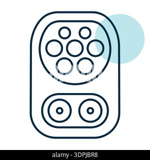 Minimalist outline CCS Type 2 charging inlet icon suitable for electric vehicle infrastructure and eco transport design concepts Stock Vector