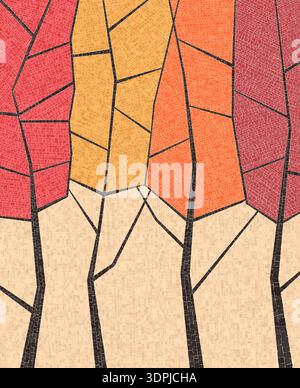 Mosaic art autumn forest composition, trees vector template Stock Vector