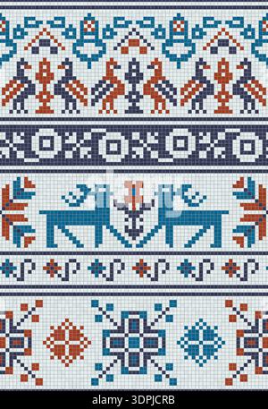Scandinavian style seamless mosaic tiles pattern Stock Vector