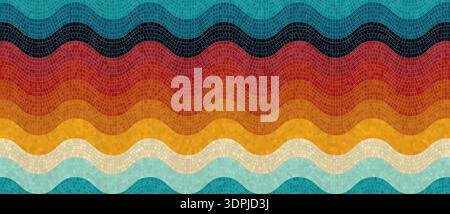 Vector seamless mosaic pattern in retro tones. Graphic template design. Stock Vector