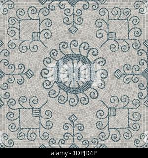 Stone tile mosaic, vector  seamless pattern template Stock Vector