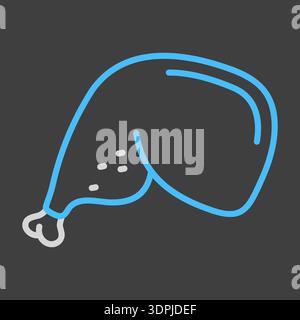 Minimalistic flat line illustration of a cooked chicken leg or thigh on dark background icon. Suitable for food delivery, menu, recipe, or poultry pro Stock Vector