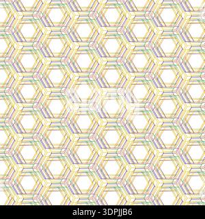 Multicolor Overlapping Hexagonal Grid Pattern Design Stock Vector