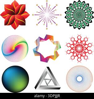 Collection of Abstract Geometric and Gradient Shapes Design Set Stock Vector